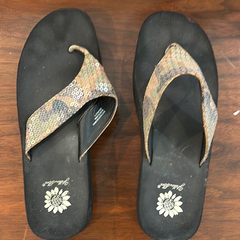 Yellow Box Sequin Flip Flops